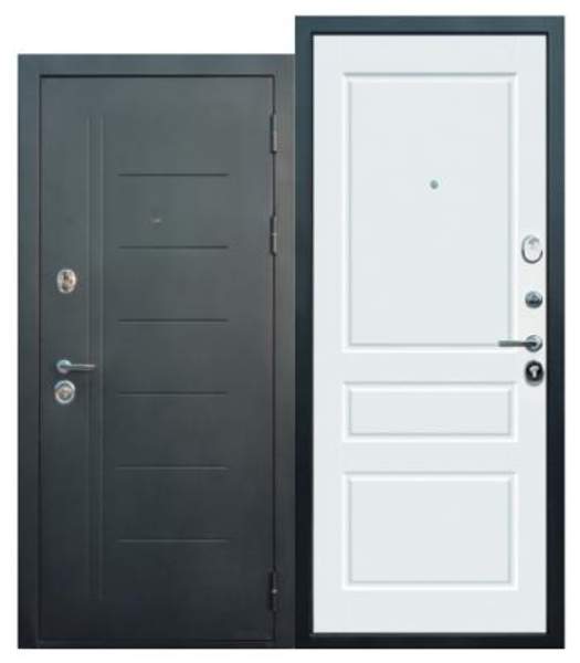 Входная дверь 10 см ТРОЯ Серебро Ясень белый эмаль