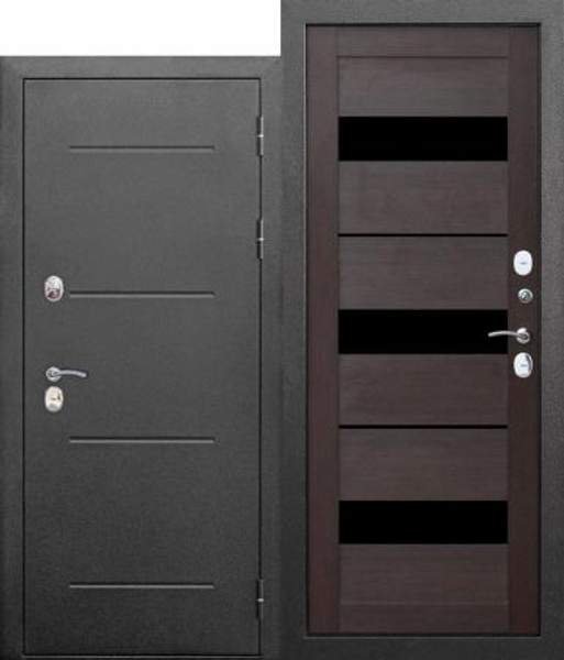 Входная дверь 11 см ISOTERMA (Изотерма) Серебро Темный кипарис Царга 2050х960 левая