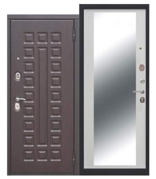 Входная дверь 12 см СЕНАТОР Зеркало Белый ясень