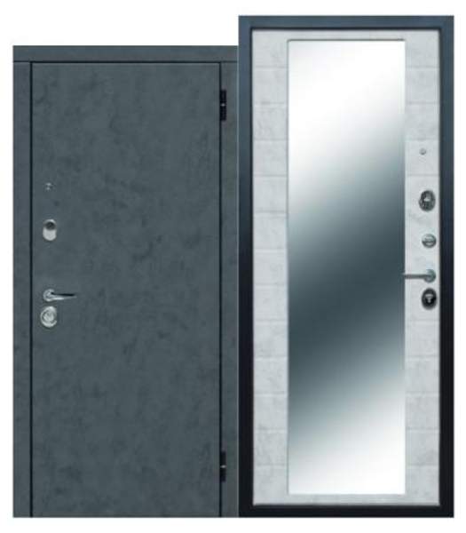 Входная дверь МОНТАНА Зеркало Бетон Снежный