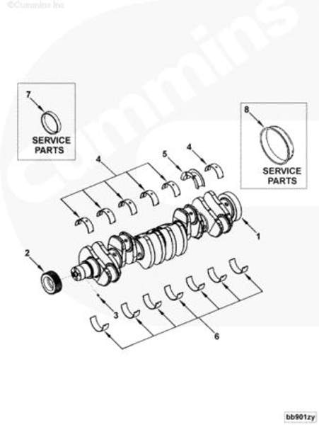 Вкладыши коленвала коренные 0,25 (комплект) Сummins 6CT ISC L 3945918 3800271