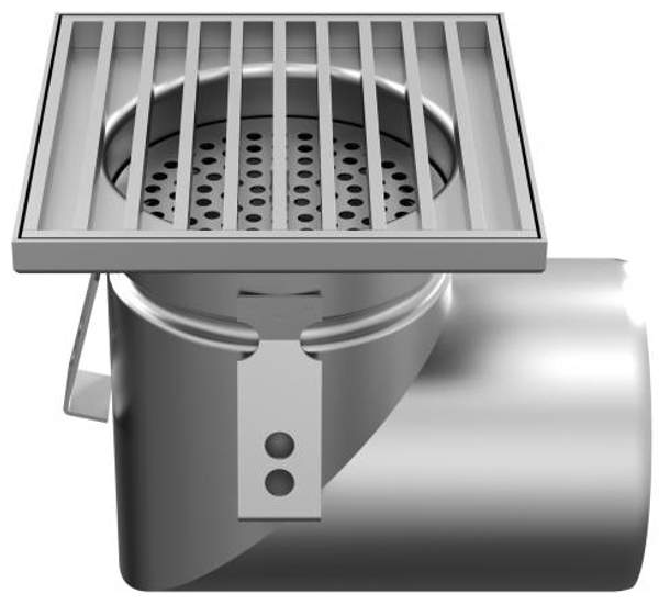 Vm150/50H1 Трап MINI из нержавеющей стали, с щелевой решеткой, горизонтальный, DN50