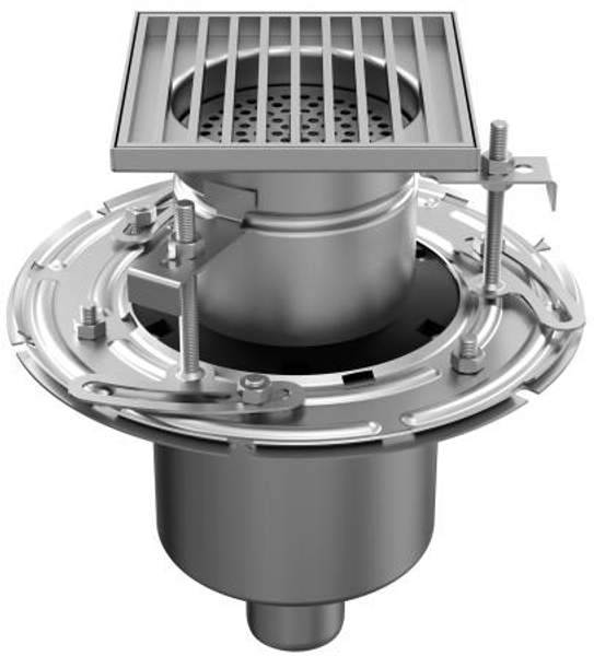 Vm150/50V2 Трап MINI двухкорпусный, из нержавеющей стали, с щелевой решеткой, вертикальный, DN50