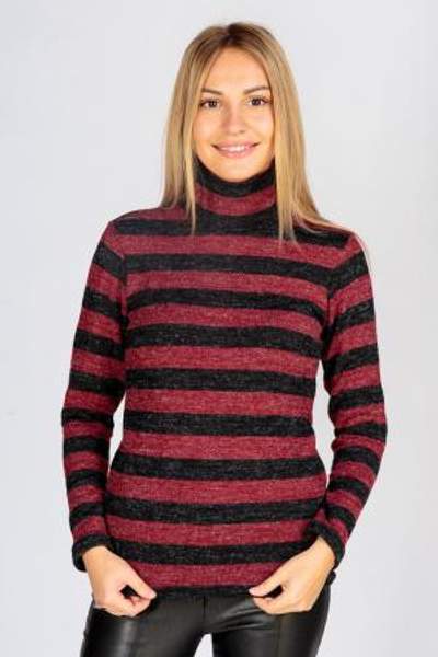 Водолазка женская Джерси бордово-черный