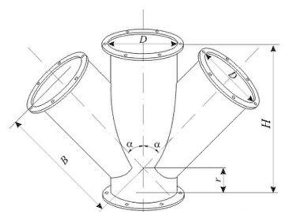 Ввод двойной д.300 мм. 45 град.