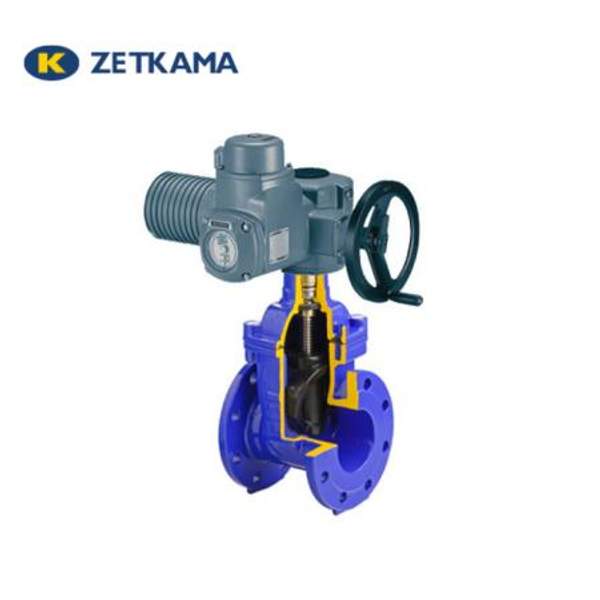 Задвижка с обрезиненным клином чугунная Zetkama 111D DN 65 PN16 с приводом AUMA 380В