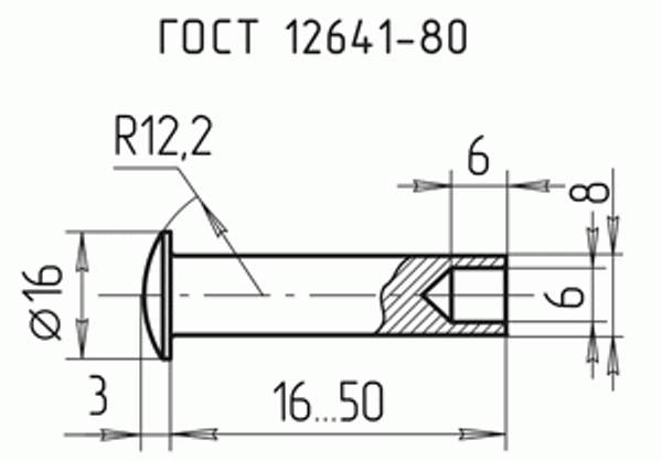 Заклепка ГОСТ 12641-80 полупустотелая