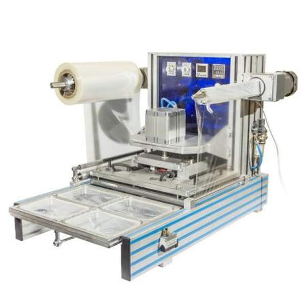 Запайщик лотков, полуавтомат, аппарат, станок запайки плёнкой лотков, контейнеров Вега 1