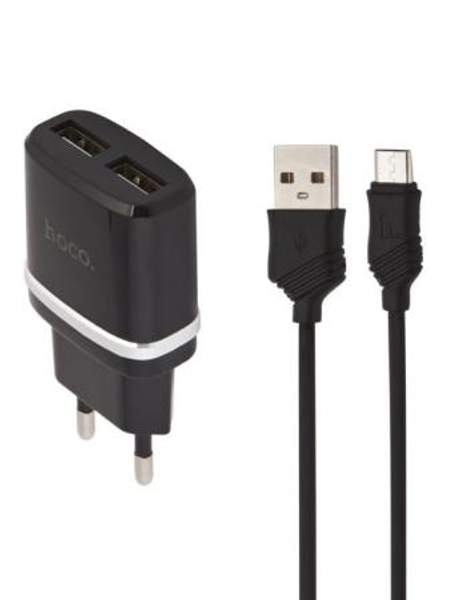 Зарядное устройство C12 Smart 2*USB 24A + кабель Micro USB Hoco