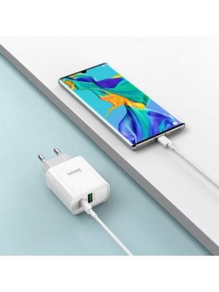 Зарядное устройство C80A PD + QC3.0 выход USB / Type-C 20W набор с кабелем Type-C на Type-C. Hoco