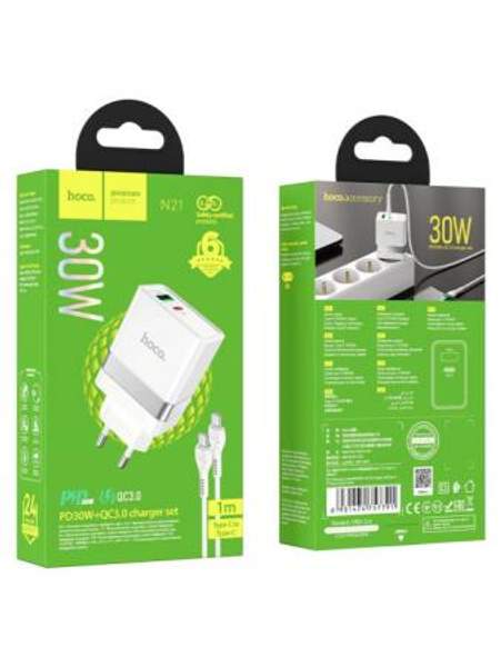 Зарядное устройство Hoco N21 (USB-C) с кабелем Type-C - Type-C / Блок для android USB-C Hoco