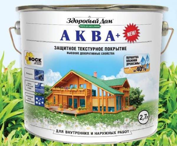 Здоровый Дом Аква - деревозащитная пропитка тик, 9л