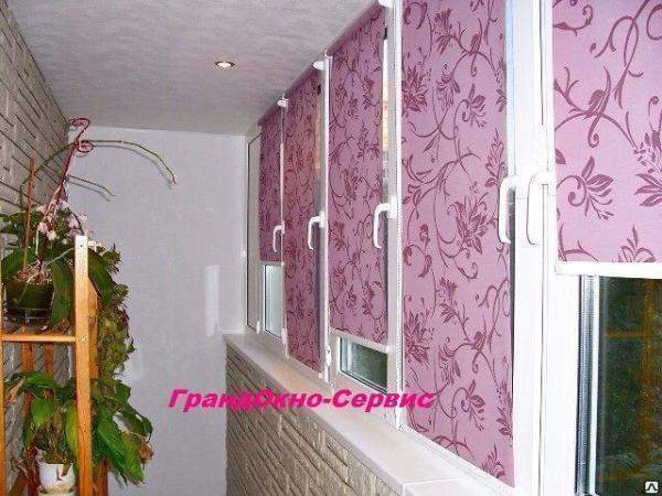 Жалюзи рулонные для балкона, розовые