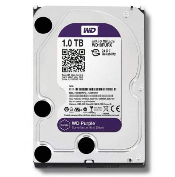 Жесткий диск WD Purple WD10PURZ, 1ТБ, HDD, SATA III, 3.5"