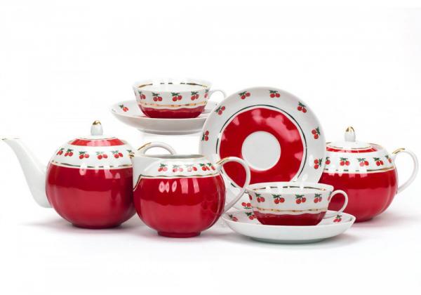 Чайный сервиз фарфоровый 15 предметов "Брусничка"