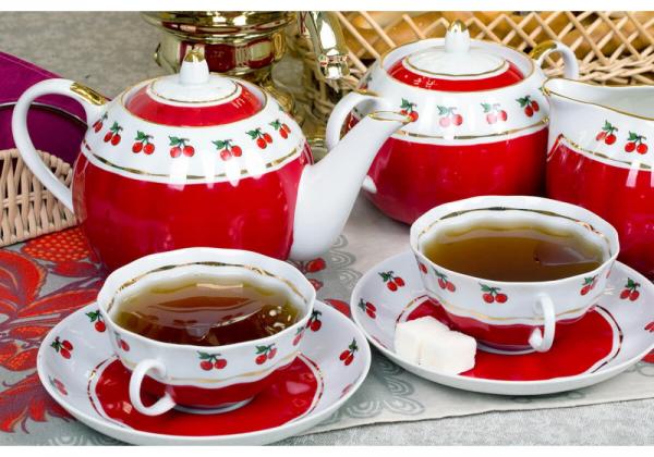 Чайный сервиз фарфоровый 15 предметов "Брусничка" — фото 4