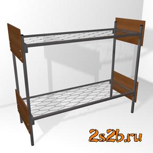 Металлические кровати двухъярусные для строителей, кровати для санатория, кровати с деревянными спинками для турбаз — фото 3