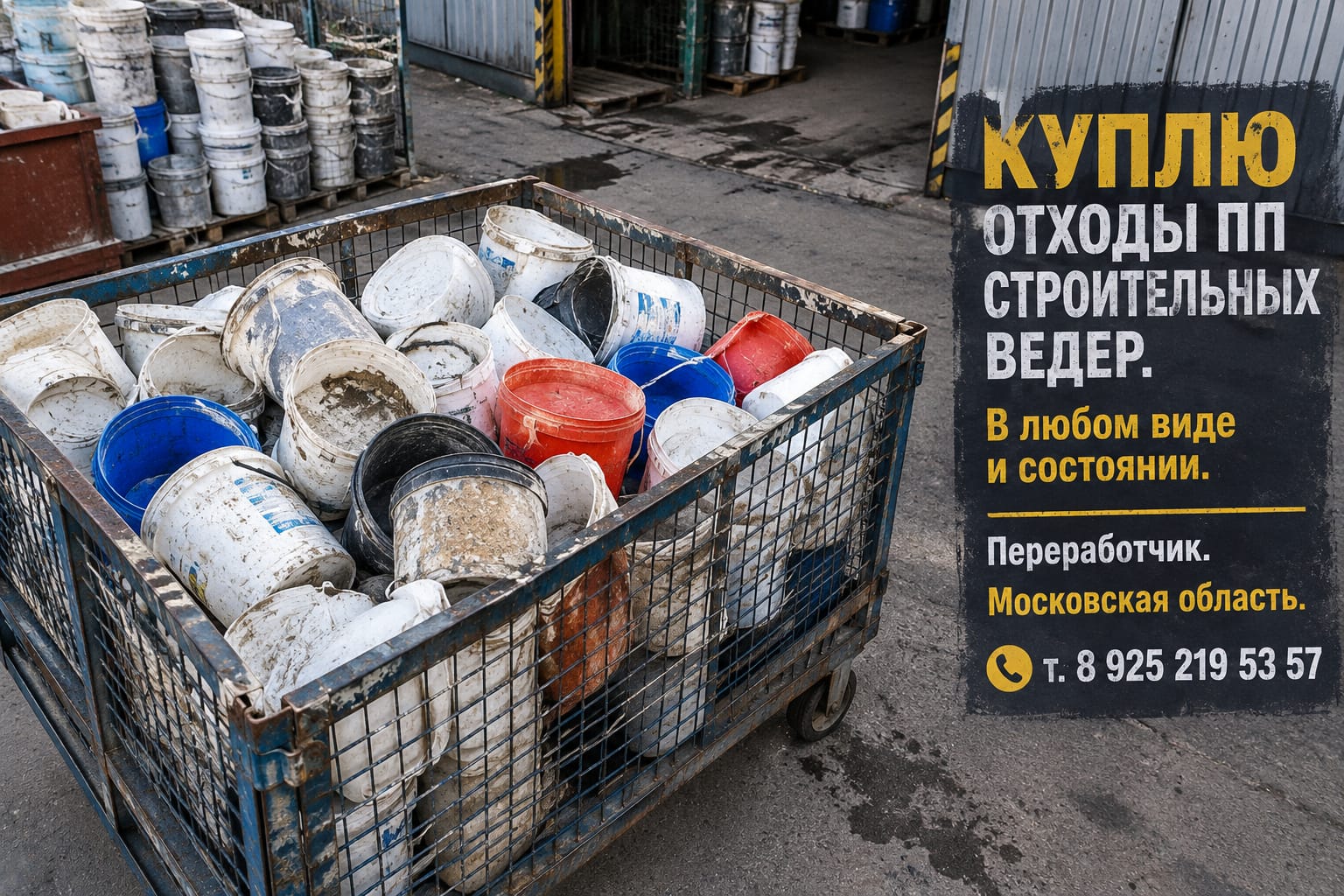 Закупаем б/у ведра строительные ПП . Цвет и состояние – любое.