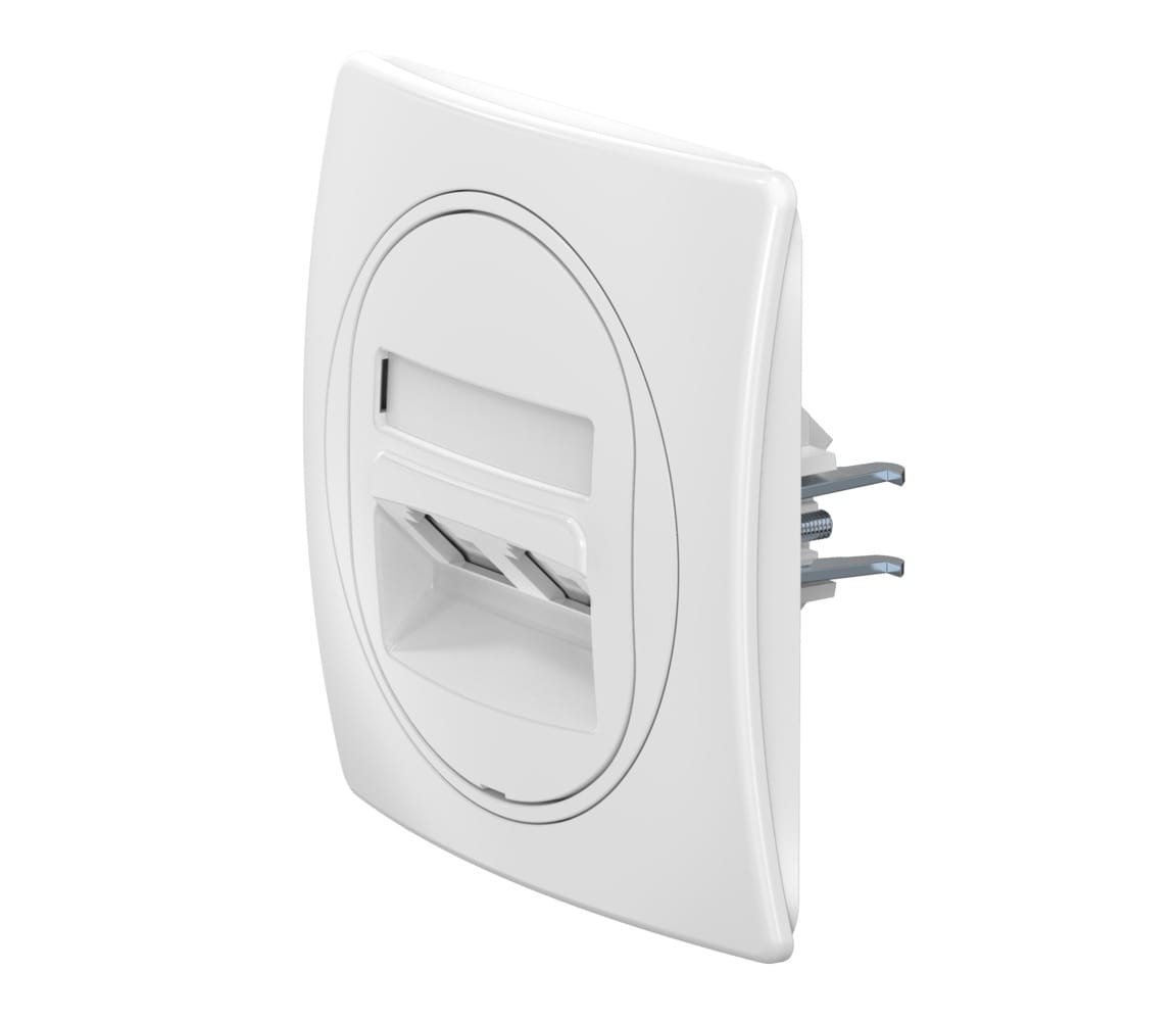 Розетка скрытой установки двойная телефонная CADUCEUS ALING EON с модулями Keystone 2хRJ12 6P4C