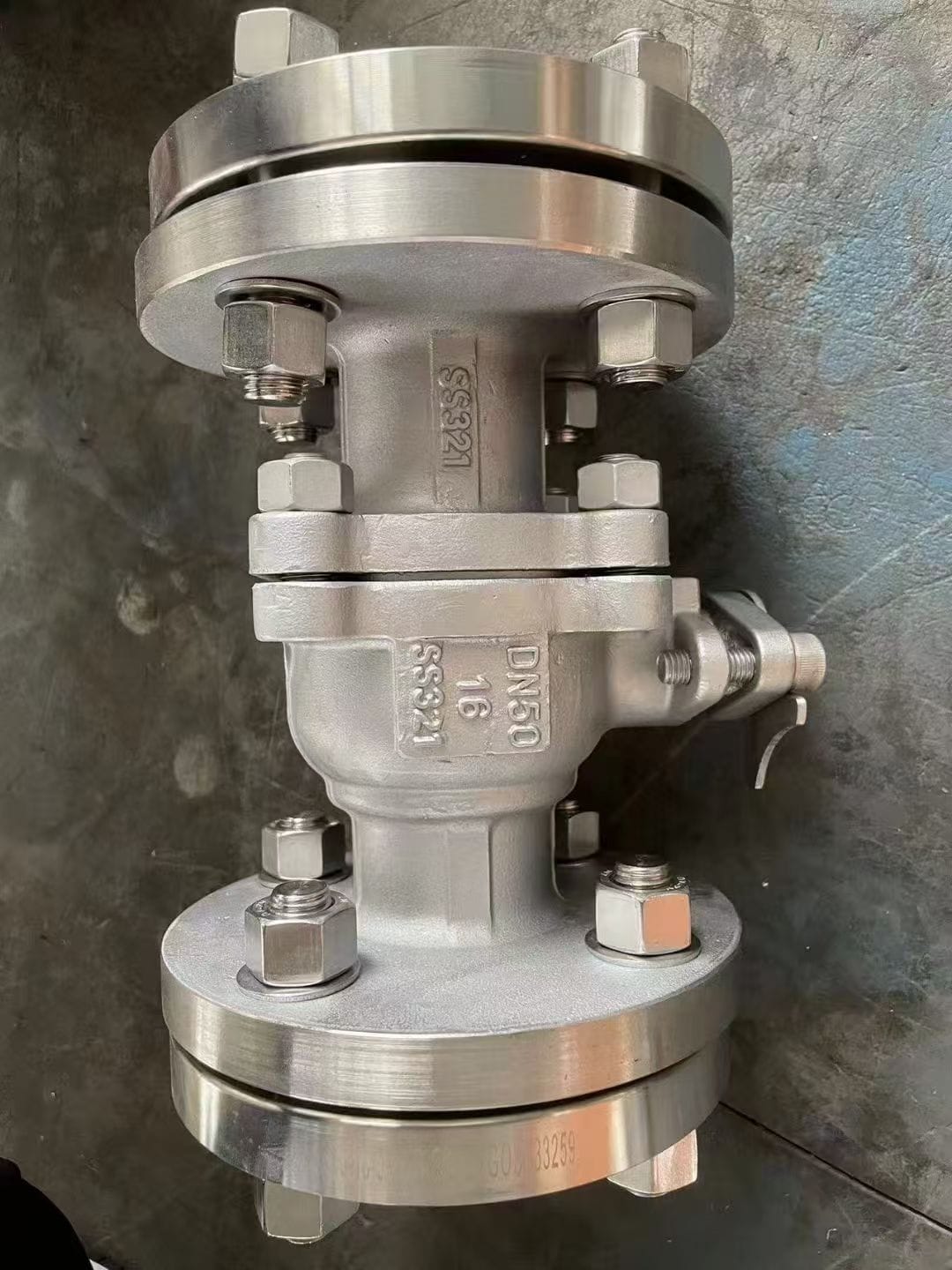 Кран шаровой двухсоставной фланцевый из нержавейки 321, 316Ti с рукояткой, Китай — фото 2