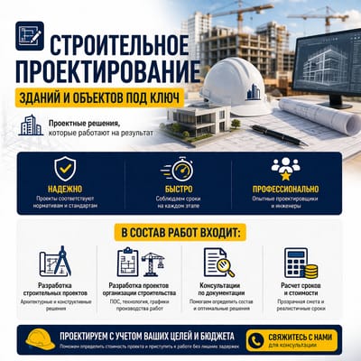Строительное проектирование зданий и объектов под ключ