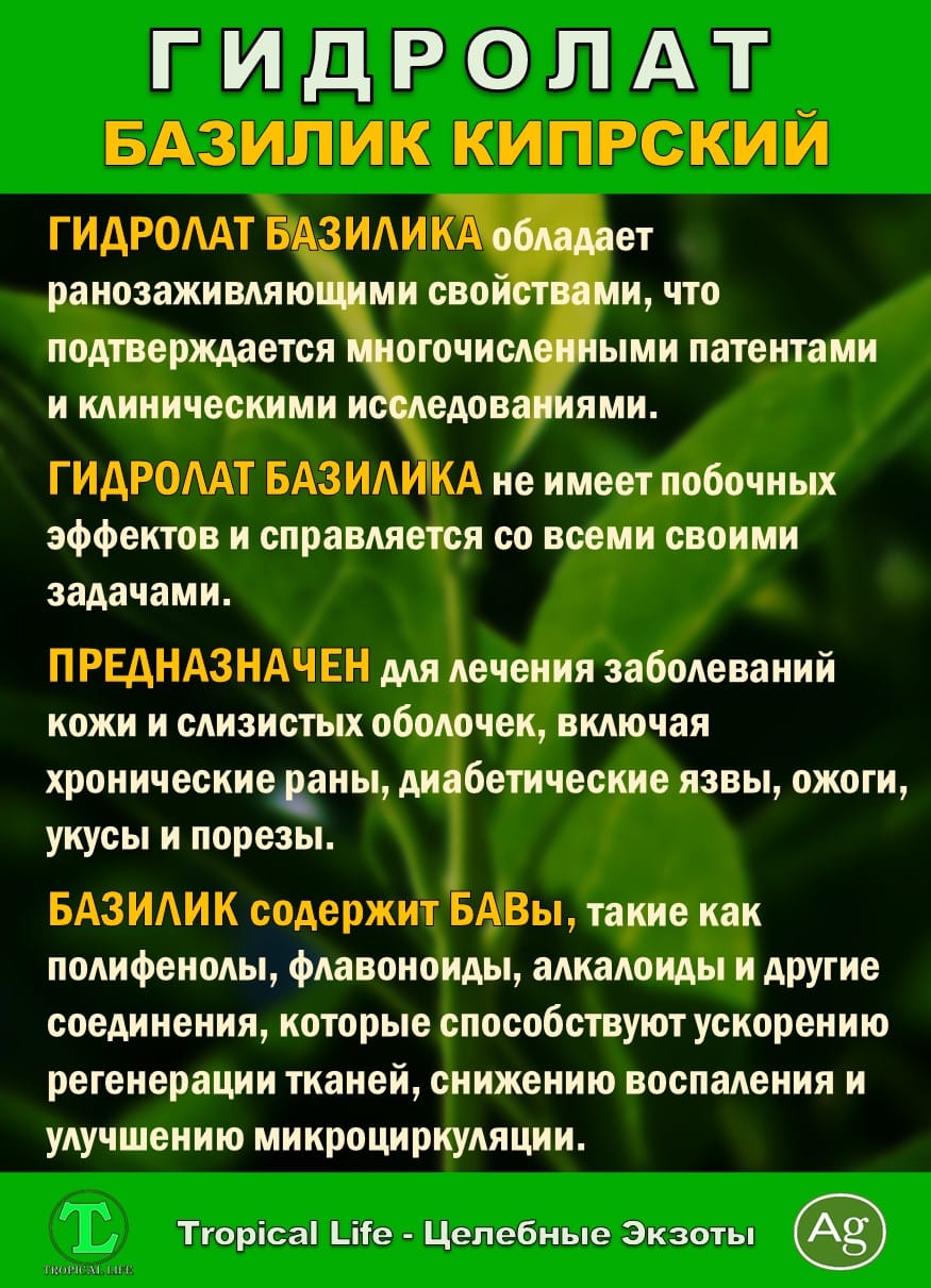Гидролат Кипрского Базилика. ProGynuru. С наносеребром. — фото 6