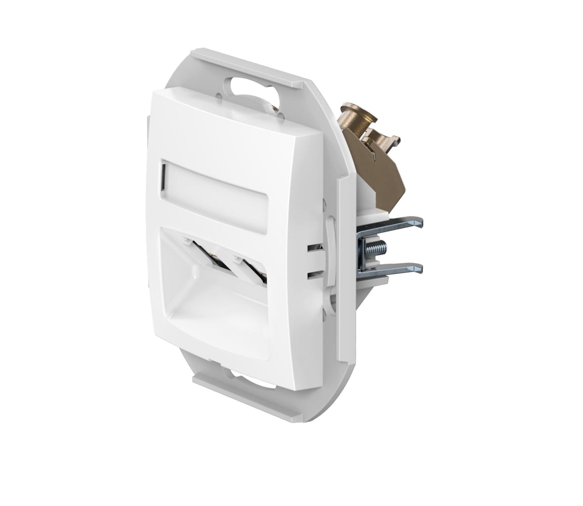 Розетка скрытой установки CADUCEUS ALING PRESTIGE двойная, компьютерная с модулями Keystone RJ45 8P8C, cat.5e, UTP, механизм