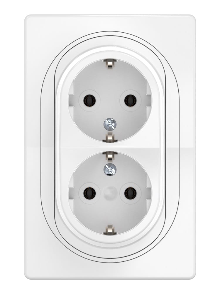 Механизм двойной встраиваемой розетки CADUCEUS ALING EON с заземлением, без шторок, с пластиковым основанием, 16А, 250В~ — фото 2