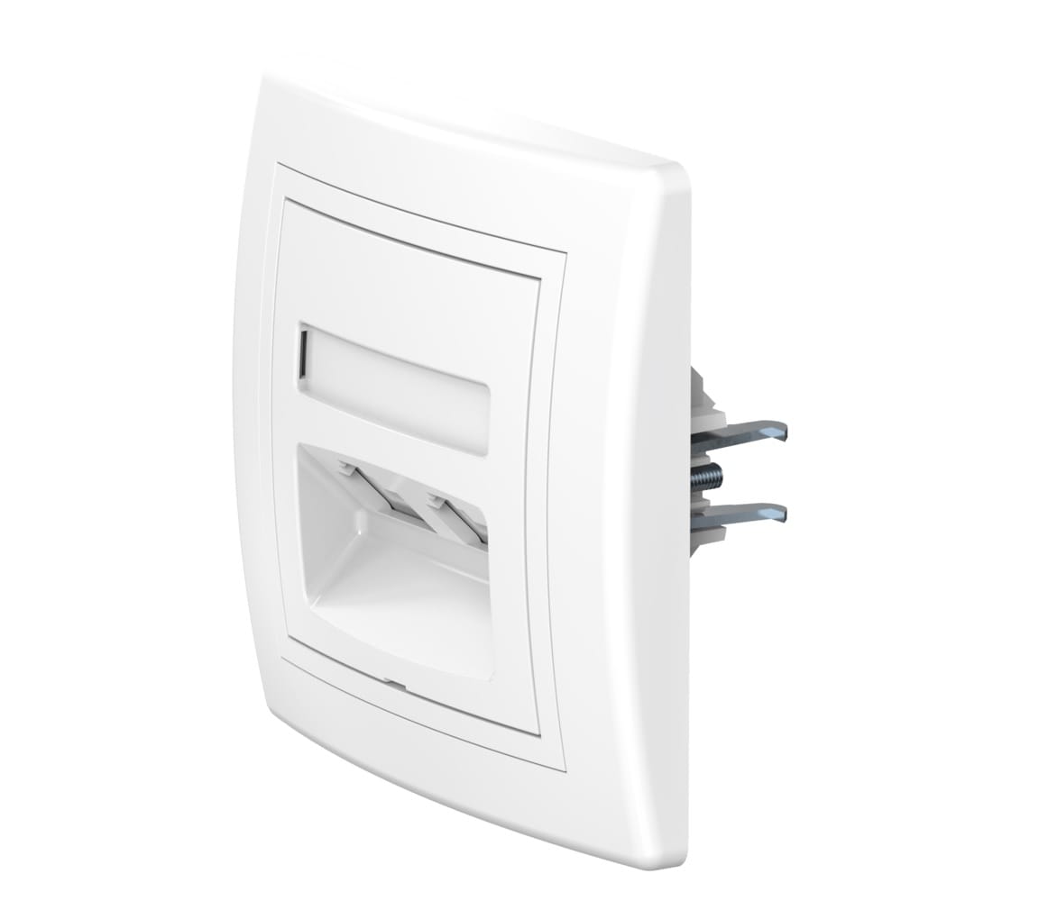 Розетка скрытой установки CADUCEUS ALING PRESTIGE с модулями Keystone 2хRJ12 6P4C, двойная, телефонная