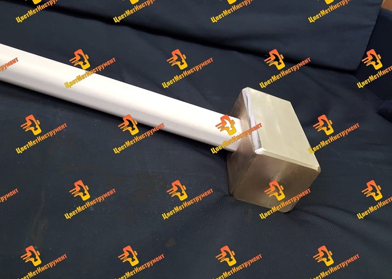 Молоток латунный 1, 2 кг.  (1200гр)  с деревянной ручкой — фото 2