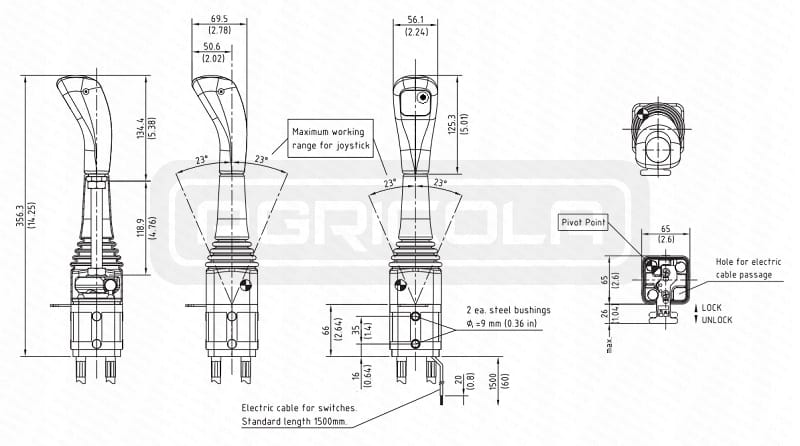 Джойстики управления тросовые INDEMAR (Италия) для спецтехники — фото 31