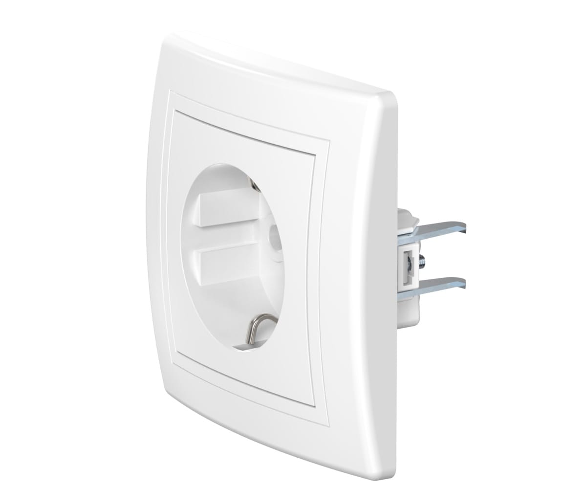 Розетка CADUCEUS ALING PRESTIGE скрытой установки с пластиковым основанием, с заземлением без шторок, 16А, 250В~