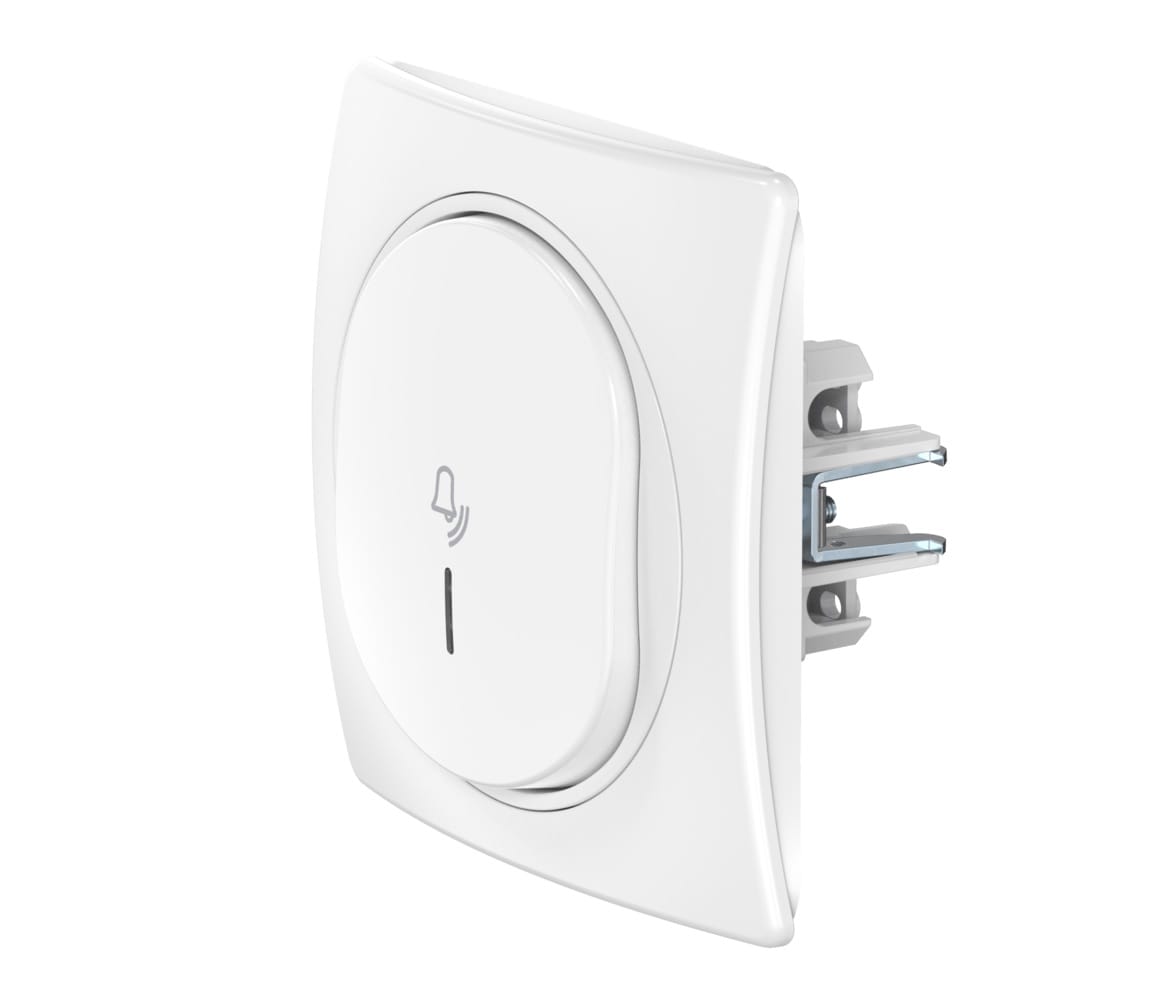 Выключатель скрытой установки CADUCEUS ALING EON, кнопочный, с символом "Звонок", с индикацией, 10А, 250В~