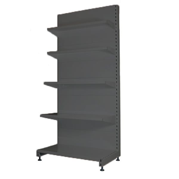 Торговые металлические стеллажи в сером цвете ГРАФИТ