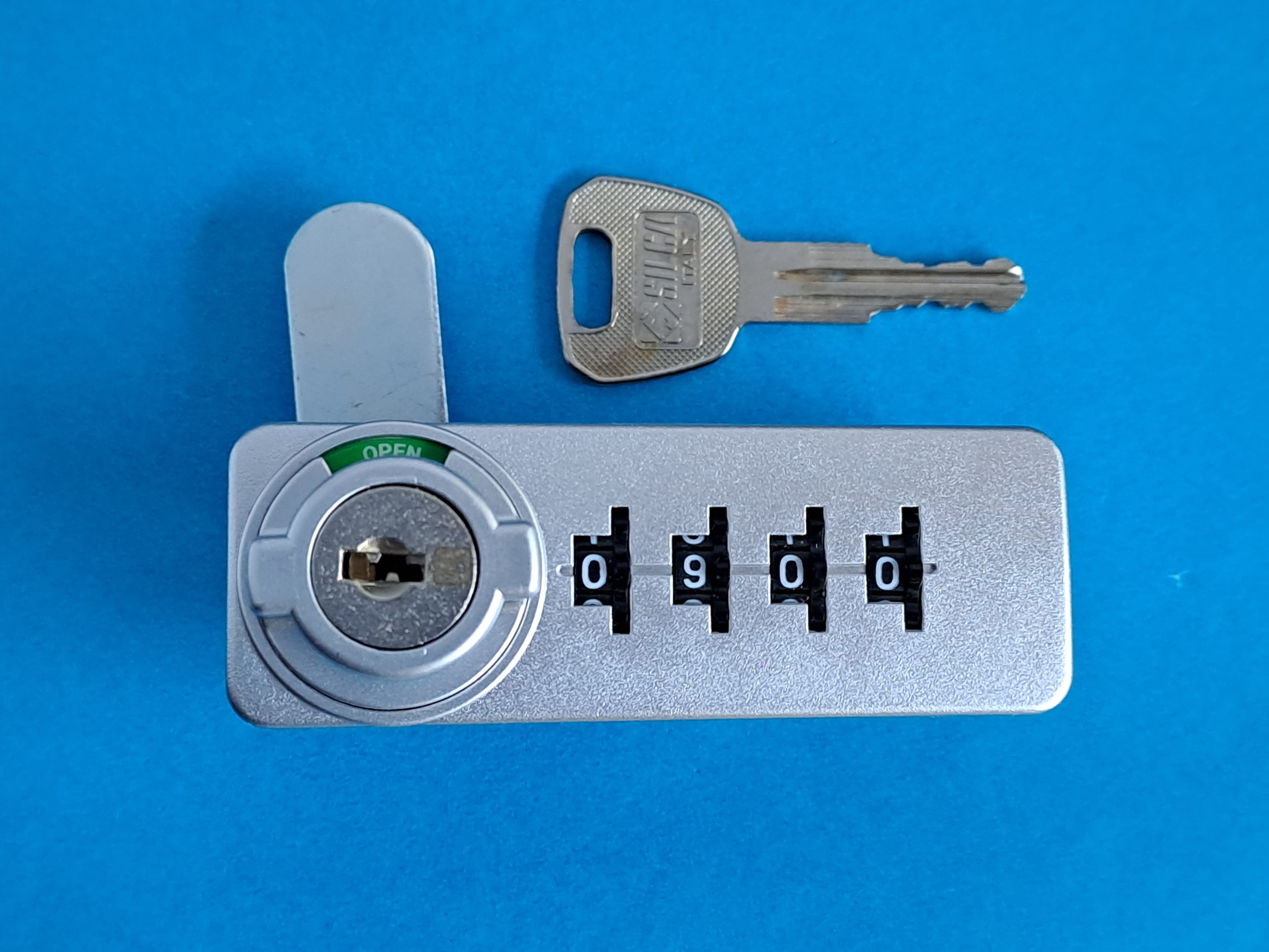 Замочек "кодовый" 4 цифры  С мастер-ключом "серебристый металлик" Италия