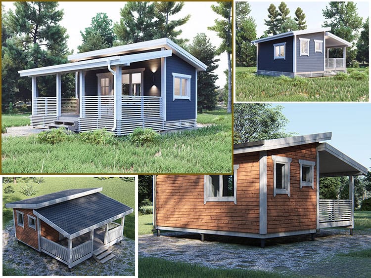 Дачный домик-бытовка 6х6 с верандой Строитель-58