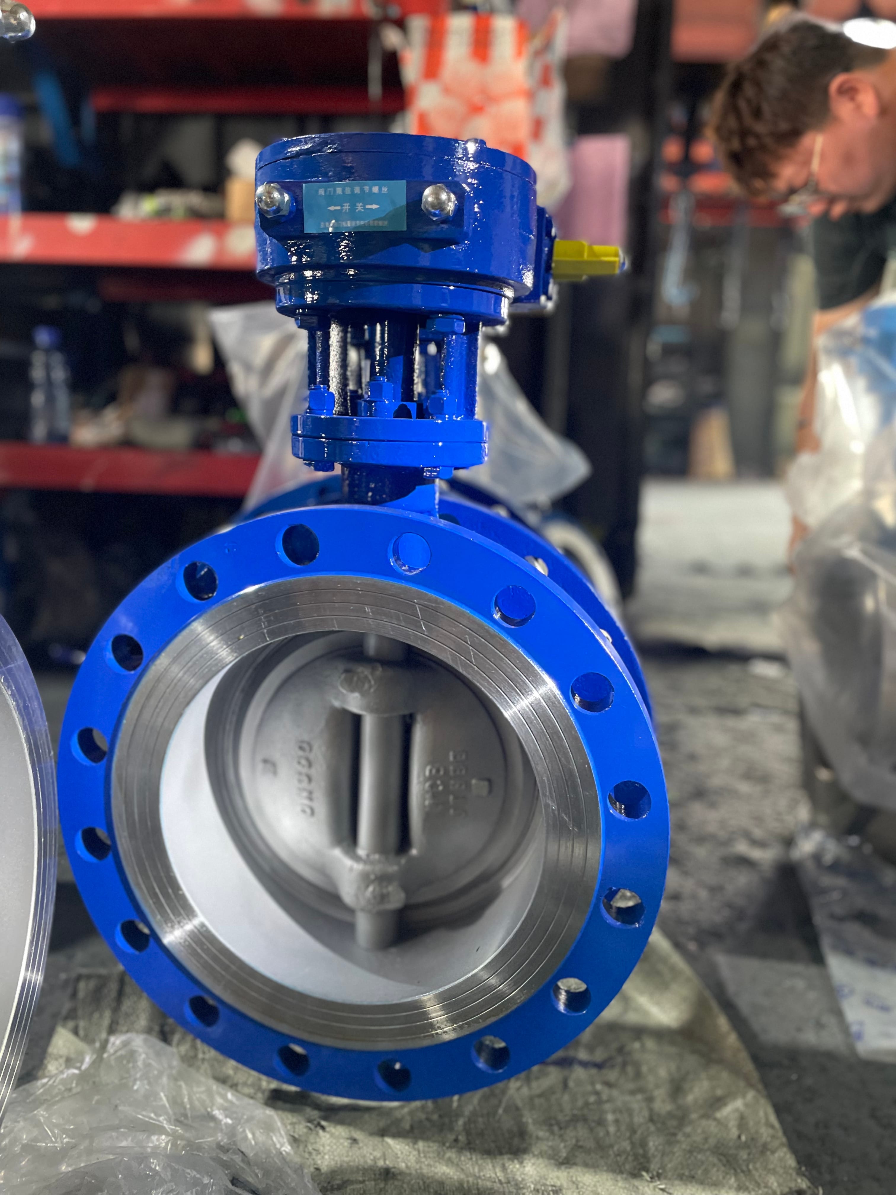 Затвор дисковый поворотный трехэксцентриковый фланцевый стальной ру25 ду300 с редуктором