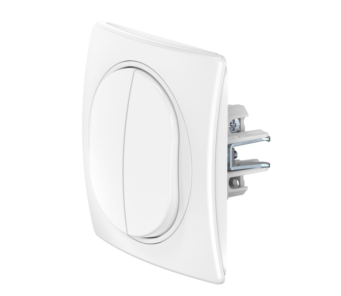 Выключатель скрытой установки CADUCEUS ALING EON, двухклавишный, проходной, 10АХ, 250В~