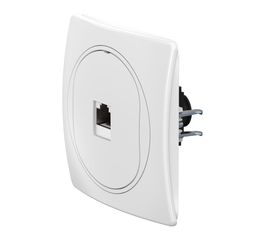 Встраиваемая компьютерная розетка CADUCEUS ALING EON с модулем Keystone RJ45 8P8C, cat.6, FTP