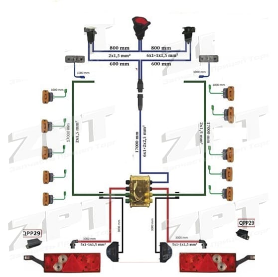 Комплект электрики на прицеп для полуприцепов тралов (провода, фонари) — фото 4