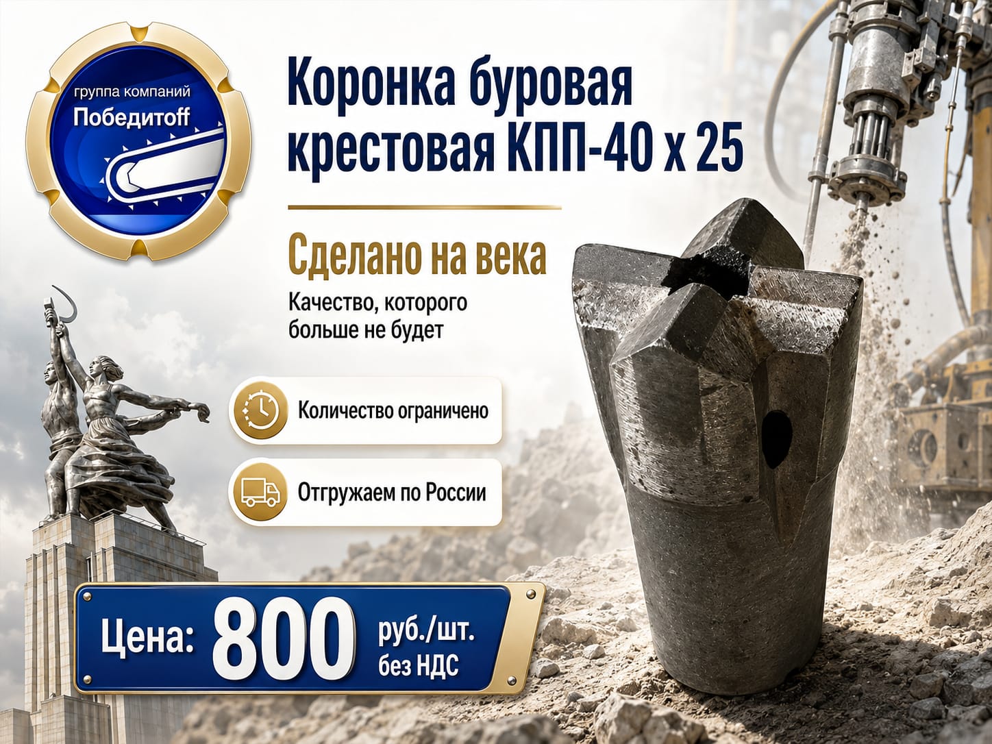 Коронка Буровая Ккп 40-25 Для Бурения Шпуров