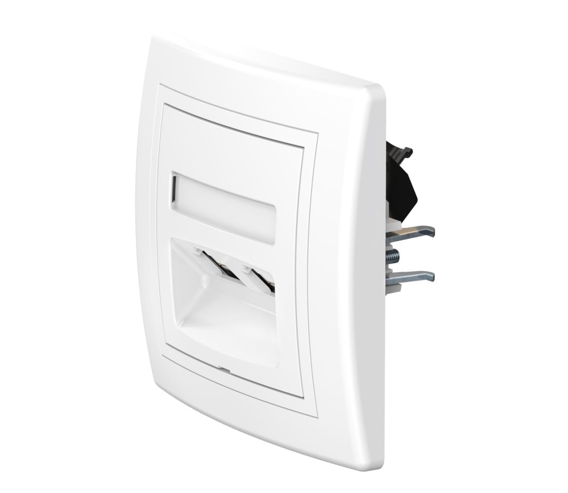 Розетка скрытой установки CADUCEUS ALING PRESTIGE двойная, компьютерная с модулями Keystone RJ45 8P8C, cat.5e, UTP