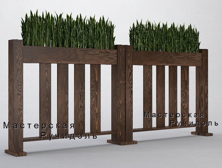 Ограждение для кафе De'Wood natur c кашпо — фото 2