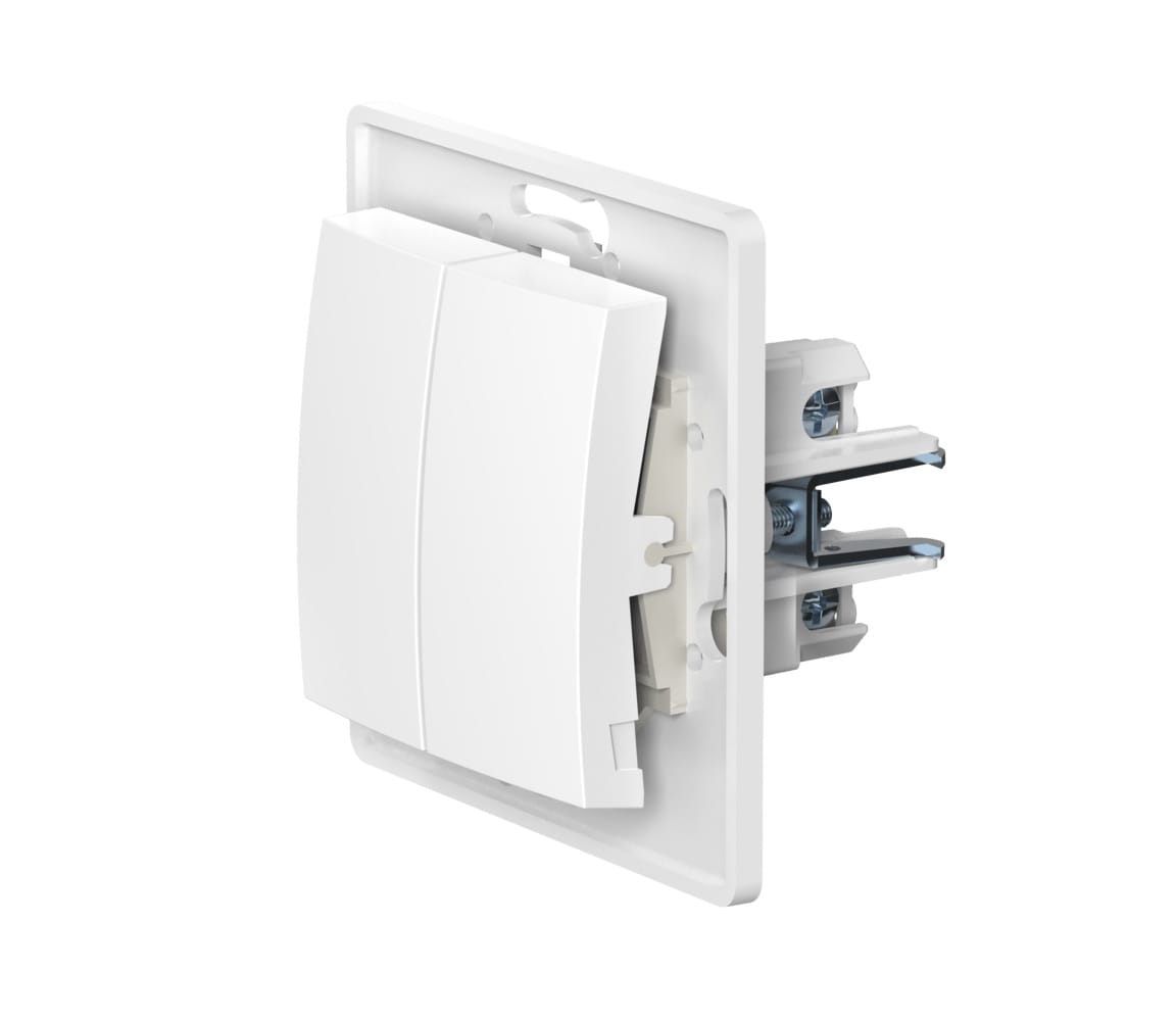 Выключатель скрытой установки CADUCEUS ALING PRESTIGE двухклавишный, проходной, 10АХ, 250В~, механизм