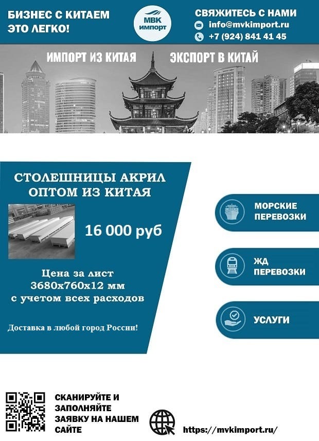 Акриловая плита оптом из Китая