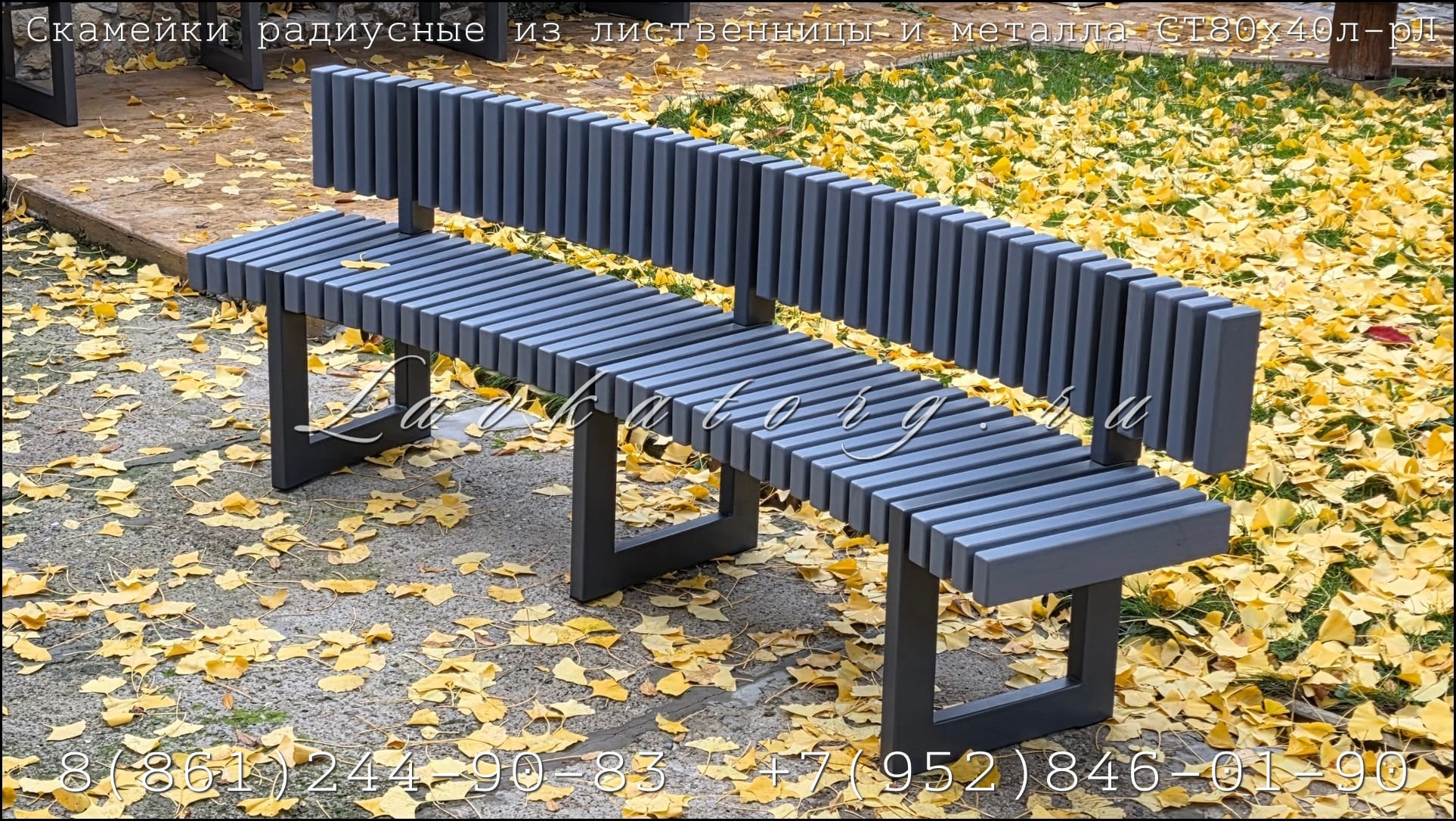 Скамейки радиусные из лиственницы и металла СТ80х40л-рЛ — фото 2