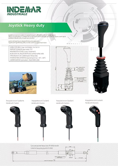 Джойстики управления тросовые INDEMAR (Италия) для спецтехники — фото 4