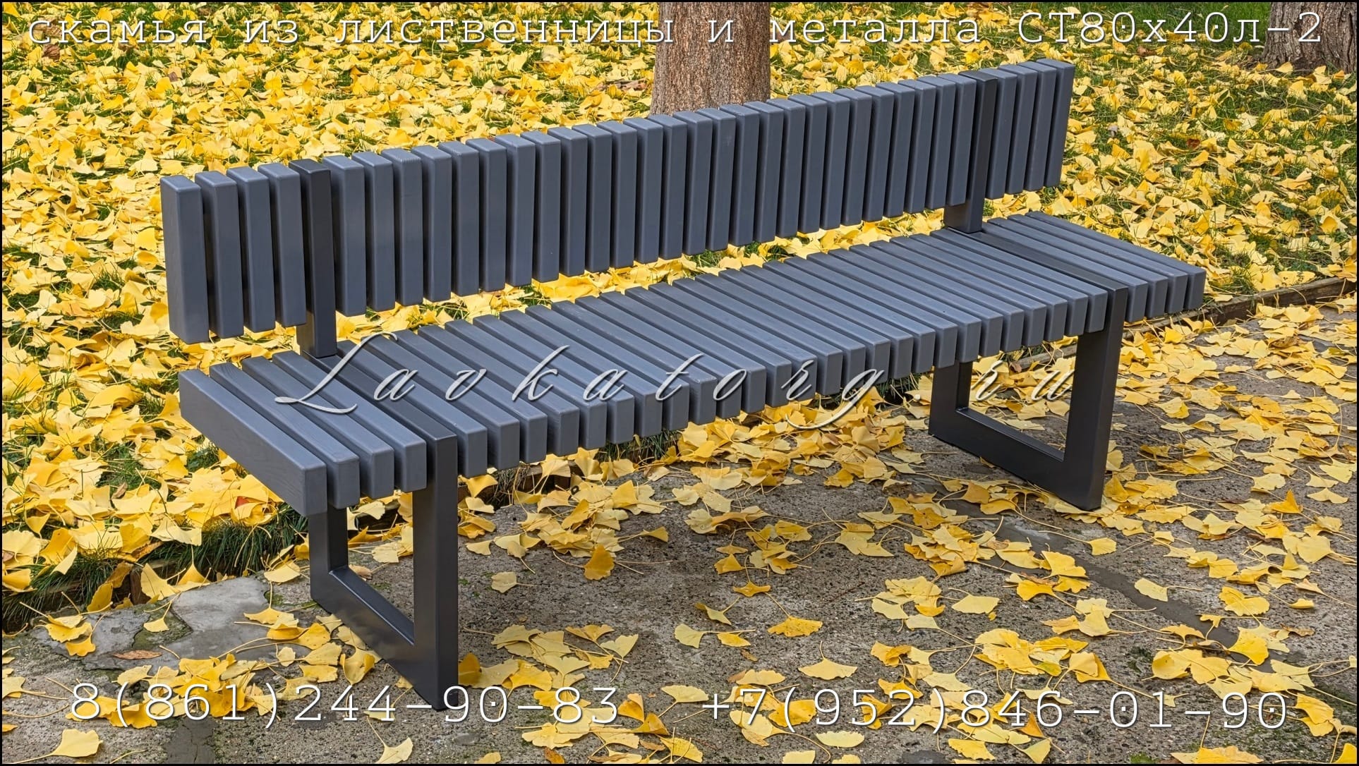 Скамейки из лиственницы и металла серии СТ80х40л-2 — фото 2