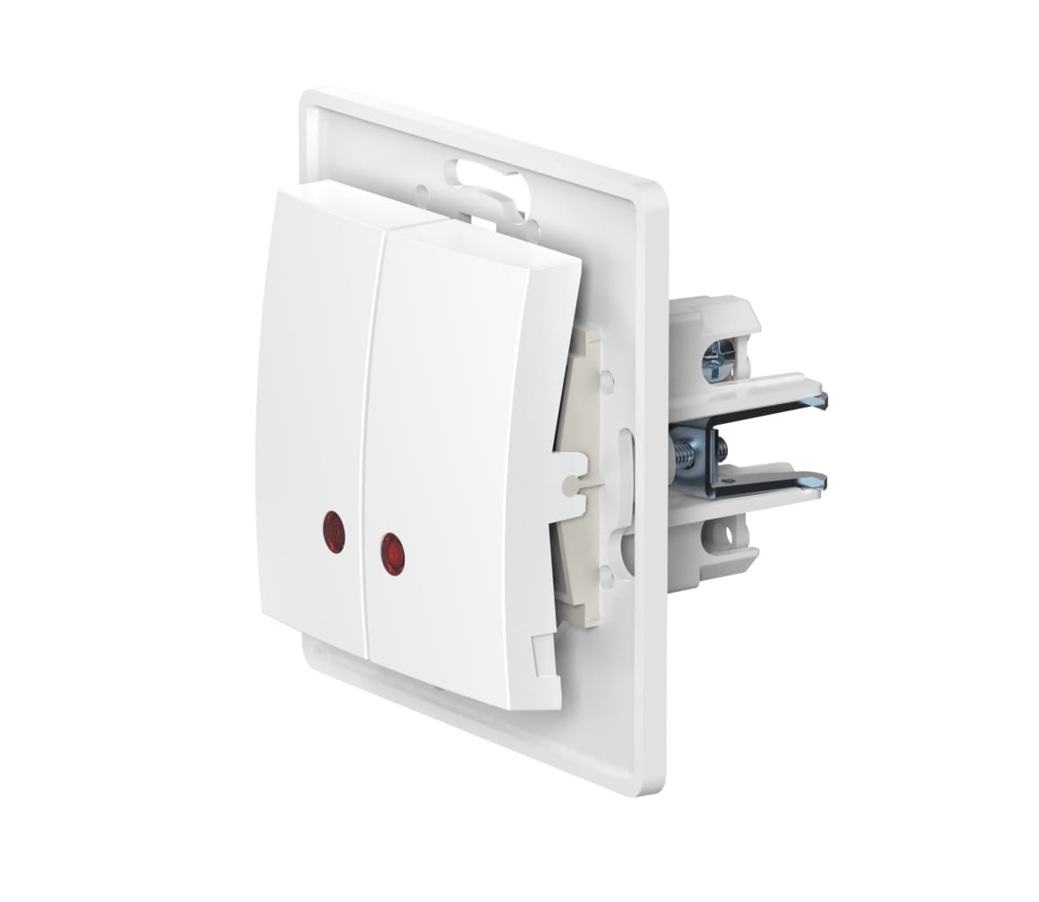 Выключатель скрытой установки CADUCEUS ALING PRESTIGE двухклавишный, с индикацией, 10АХ, 250В~, механизм