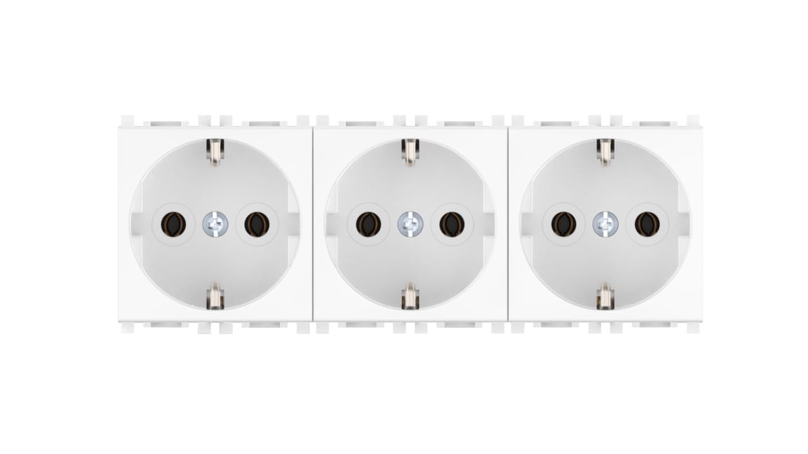 Розетка CADUCEUS ALING EXPERIENCE электрическая, трехместная, модульная, для скрытой проводки, механизм, 16А, 250 В~